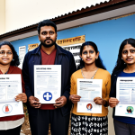 **

A diverse group of people standing together, symbolizing a community support network for crime victims. The image should convey hope and resilience. The background should be a bright and welcoming community center with Hindi signage. Include elements representing different types of support: legal documents, counseling symbols, and safe housing icons. Style: Warm, illustrative, and community-focused.

**