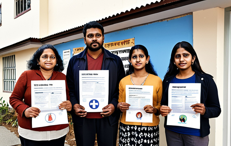 **

A diverse group of people standing together, symbolizing a community support network for crime victims. The image should convey hope and resilience. The background should be a bright and welcoming community center with Hindi signage. Include elements representing different types of support: legal documents, counseling symbols, and safe housing icons. Style: Warm, illustrative, and community-focused.

**