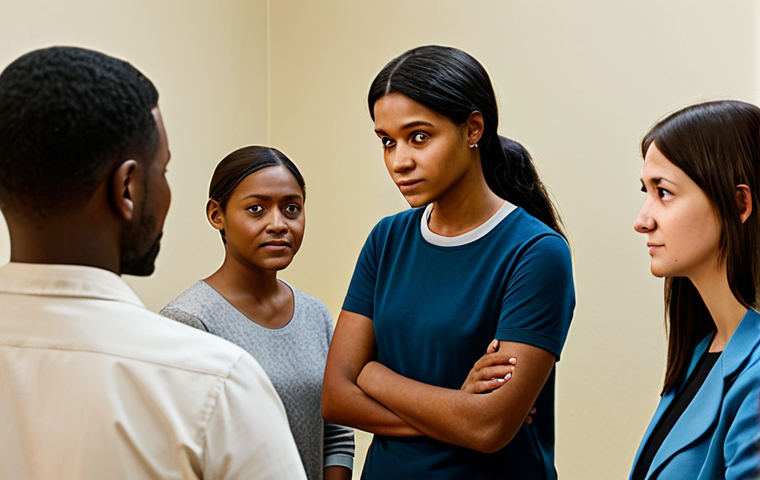 Recovery and Support**

"A diverse group of people offering support to a woman who appears thoughtful but hopeful, in a community center setting, fully clothed in modest attire, warm lighting, safe for work, appropriate content, perfect anatomy, natural proportions, family-friendly."

**