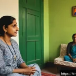 범죄 피해자 심리 치료 방법 - A compassionate Hindi-speaking female counselor in a cozy, well-lit therapy room, attentively listen...