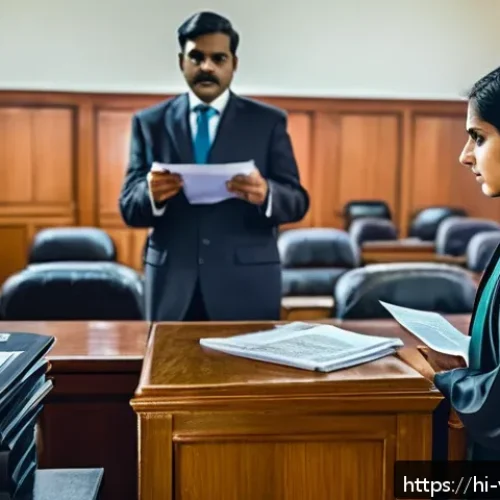 범죄 피해자 인권 보호 법안 - A dignified courtroom scene in India showing a diverse group of people: a confident female victim we...
